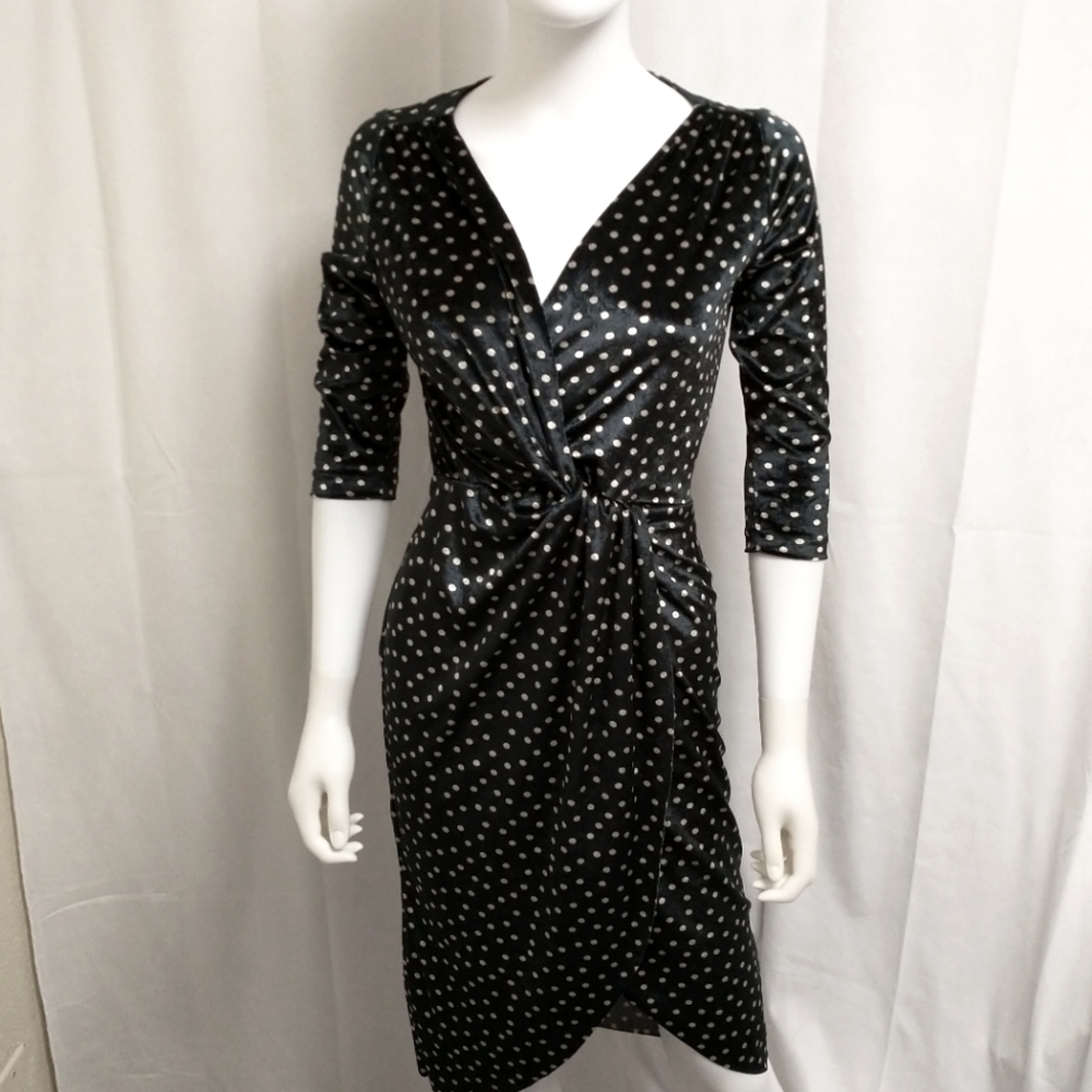 Zara Green and Beige Midi Polkadot Dress